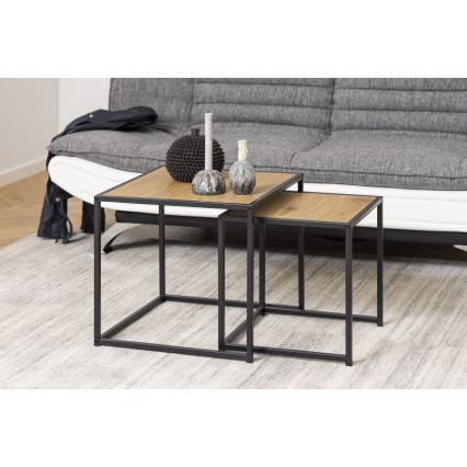Kohvilaudade komplekt SARON 2 tk tamm/must