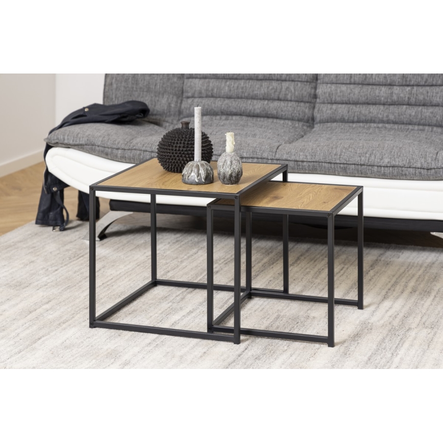 Kohvilaudade komplekt SARON 2 tk tamm/must