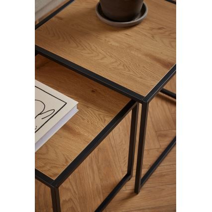 Kohvilaudade komplekt SARON 2 tk tamm/must