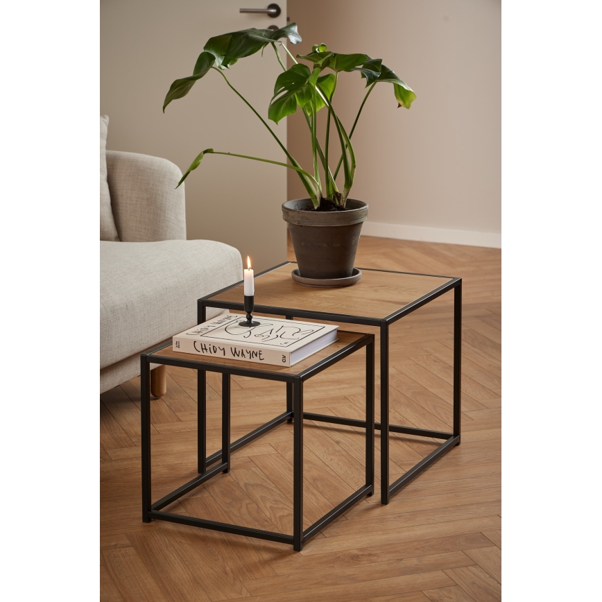 Kohvilaudade komplekt SARON 2 tk tamm/must