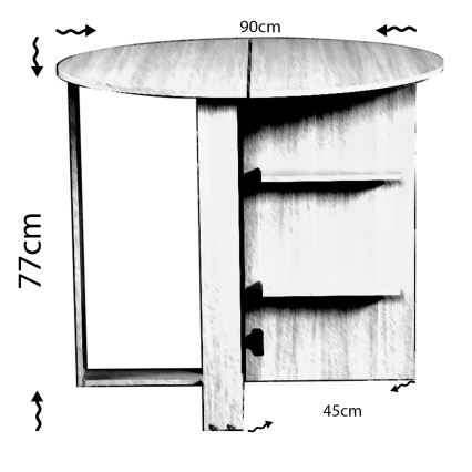 Kokkupandav laud MIDDLE 77x90 cm valge