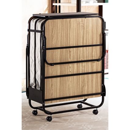 Kokkupandav metallist üheinimesevoodi HERON koos madratsiga, 80 x 190 cm, valge, kandevõime kuni 120 kg