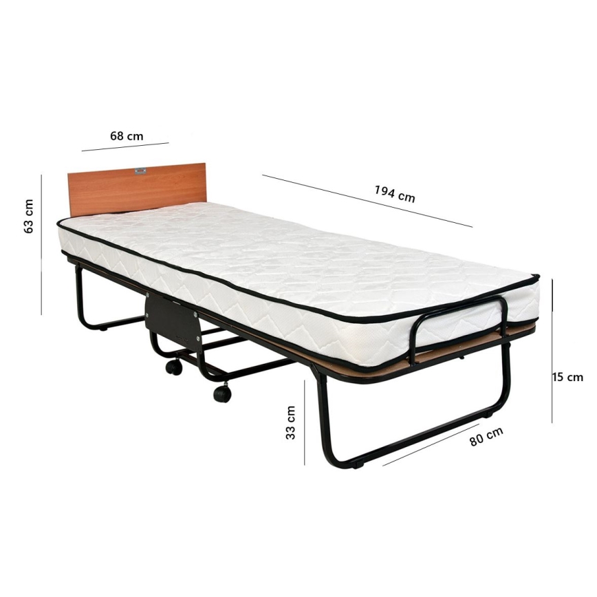 Kokkupandav metallist ühevoodiline voodi HERON 80x190 cm, valge, kandevõime 120 kg