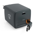 Kokkutõmmatava kaabliga Power Delivery 65W laadija, 2× USB-C, must