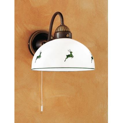 Kolarz 731.61.100 - Seinavalgusti NONNA 1xE27/75W/230V pruun/hirv roheline