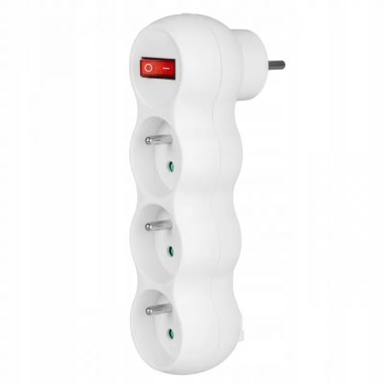 Kolme pistikupesaga voolujaotur lülitiga