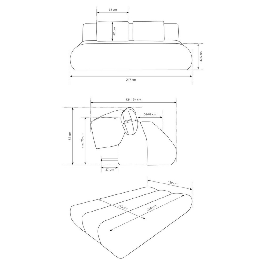 Kolmekohaline diivanvoodi FANO — kreemjas