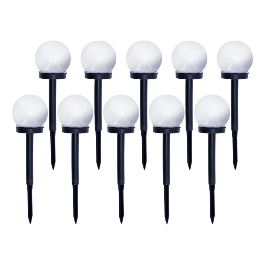KOMPLEKT 10x LED Päikesepaneeliga valgusti LED/0,12W/1,2V 6500K IP44 40 mAh must/valge