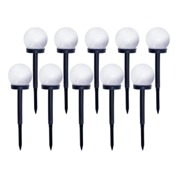 KOMPLEKT 10x LED Päikesepaneeliga valgusti LED/0,12W/1,2V 6500K IP44 must/valge