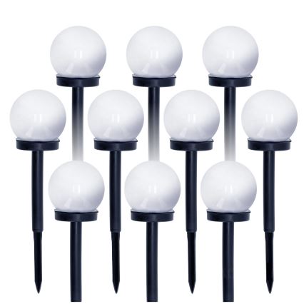 KOMPLEKT 10x LED Päikesepaneeliga valgusti LED/0,12W/1,2V 6500K IP44 must/valge