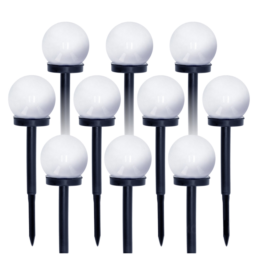 KOMPLEKT 10x LED Päikesepaneeliga valgusti LED/0,12W/1,2V 6500K IP44 must/valge