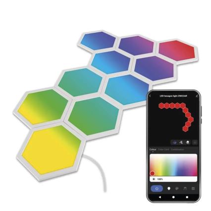 KOMPLEKT 10x RGBIC Hämardatav valguspaneel LED/1,9W/230V Wi-Fi Tuya