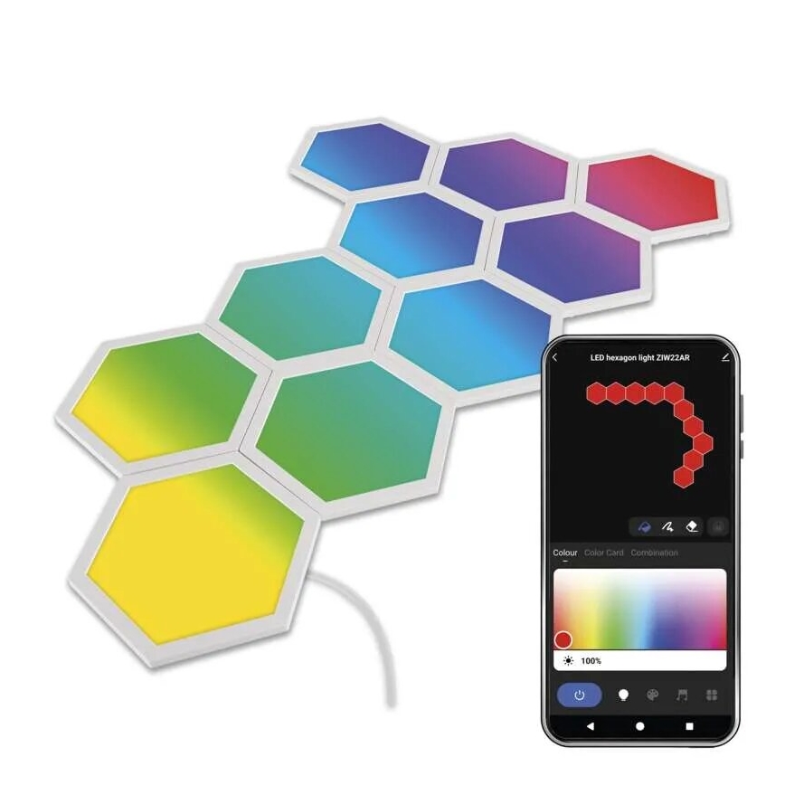KOMPLEKT 10x RGBIC Hämardatav valguspaneel LED/1,9W/230V Wi-Fi Tuya