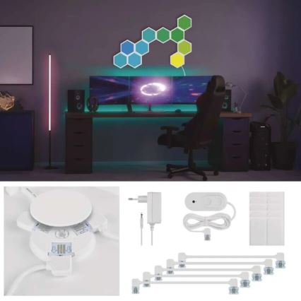 KOMPLEKT 10x RGBIC Hämardatav valguspaneel LED/1,9W/230V Wi-Fi Tuya