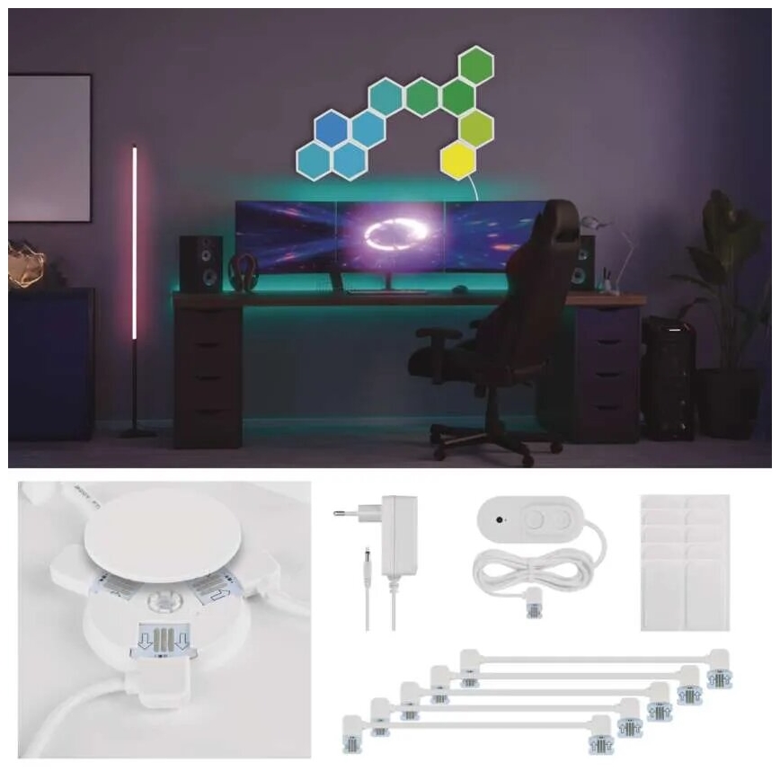 KOMPLEKT 10x RGBIC Hämardatav valguspaneel LED/1,9W/230V Wi-Fi Tuya