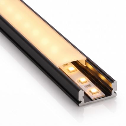 Komplekt 1x LED-riba FLEX liikumisanduriga LED/3,6W/4xAA, 2 m + 2x sisseehitatav profiil 1 m must/valge