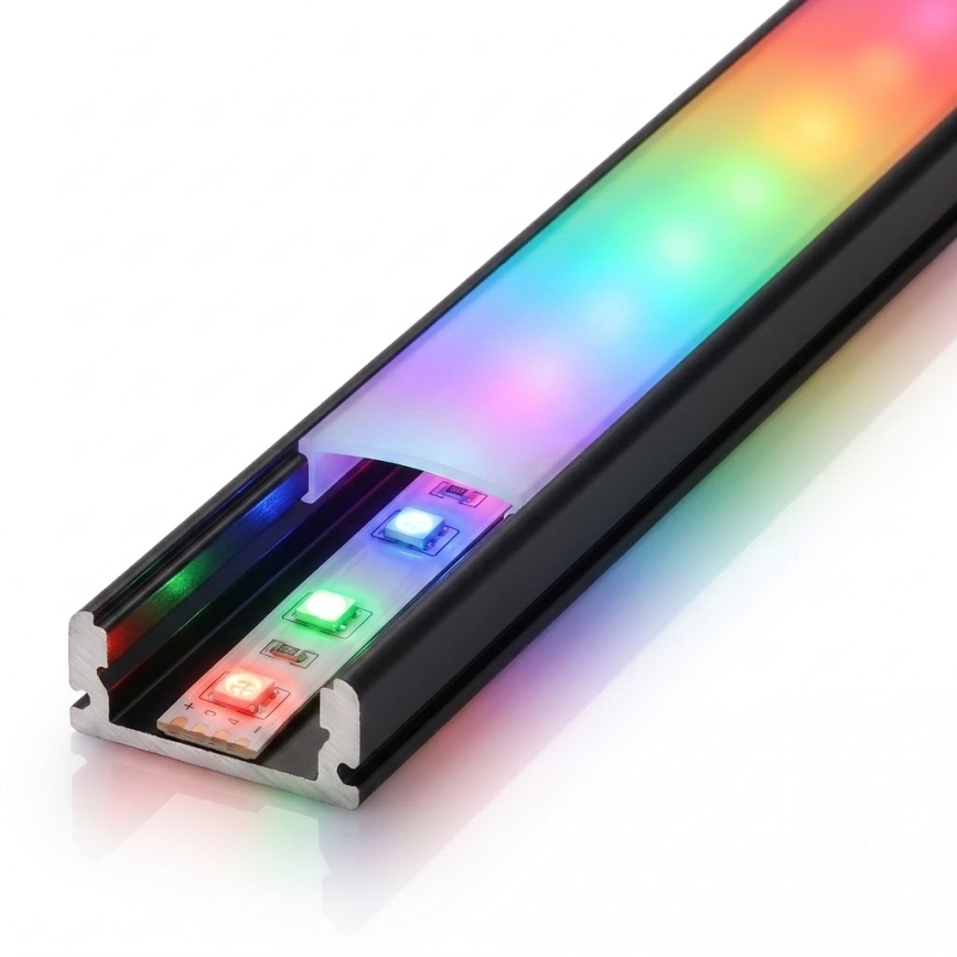 KOMPLEKT 1x RGBW LED-hämardatav riba DIGITAL LED/9,6W/230V 3 m + 3x 1 m süvistatav profiil must/valge + kaugjuhtimispult