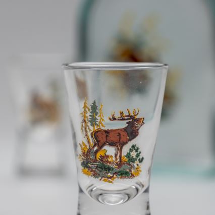 Komplekt 1x klaaspudel ja 2x pitsid läbipaistev jänese motiiviga