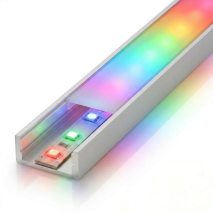 Komplekt 1x LED RGBW hämardatav riba DIGITAL LED/9,6W/230V 3 m + 3x süvistatav profiil 1 m hõbedane/valge + kaugjuhtimispult
