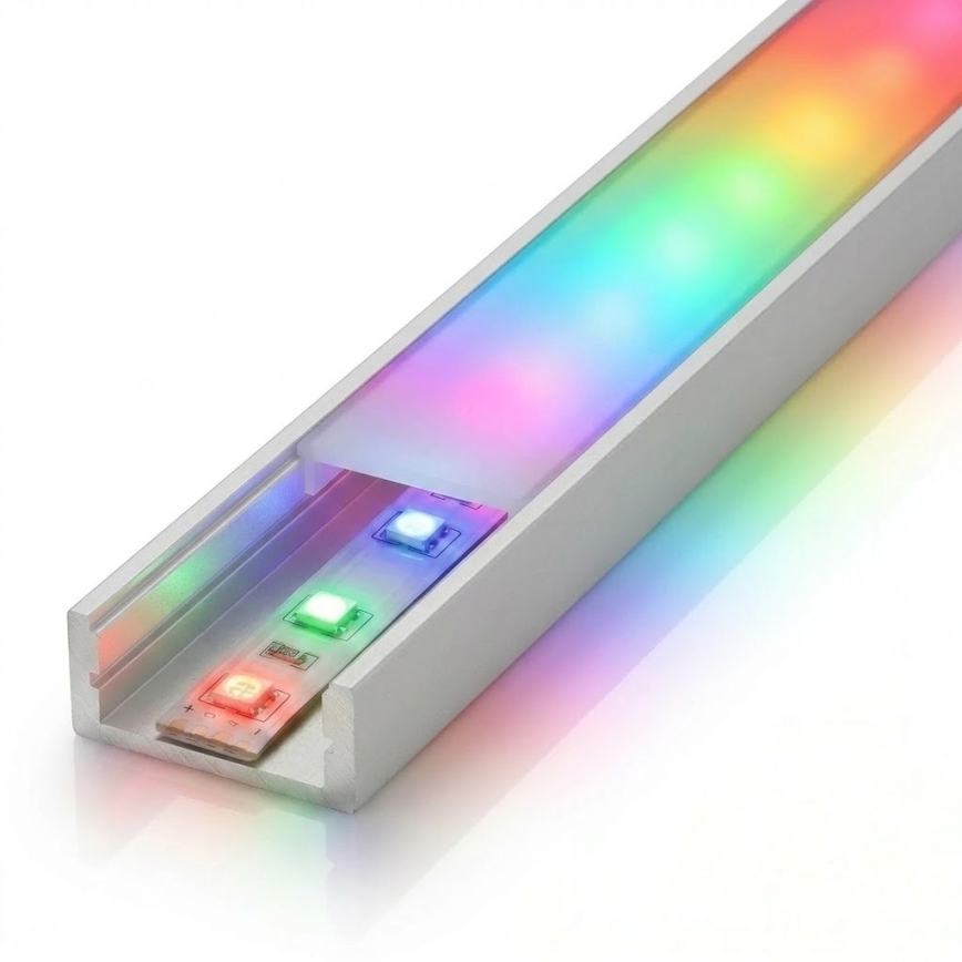 Komplekt 1x LED RGBW hämardatav riba DIGITAL LED/9,6W/230V 3 m + 3x süvistatav profiil 1 m hõbedane/valge + kaugjuhtimispult