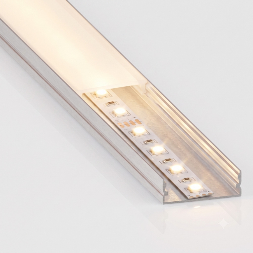 KOMPLEKT 1x LED-riba liikumisanduriga FLEX LED/3,6W/4xAA 2 m + 2x süvistatav profiil 1 m hõbe/valge