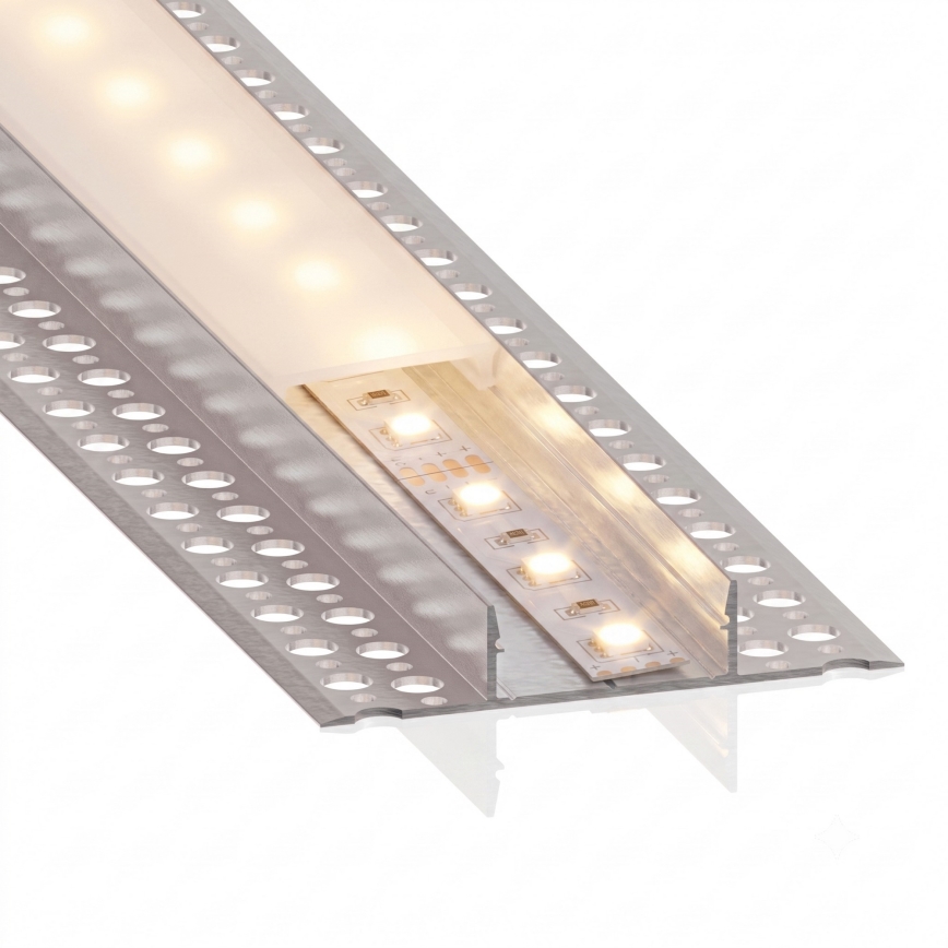 Komplekt 1x LED-riba liikumisanduriga FLEX LED/3,6W/4xAA 2 m + 2x süvistatav profiil 1 m hõbedane/valge