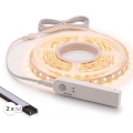 Komplekt 1x LED-riba FLEX liikumisanduriga LED/3,6W/4xAA, 2 m + 2x sisseehitatav profiil 1 m must/valge