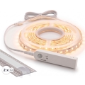 Komplekt 1x LED-riba liikumisanduriga FLEX LED/3,6W/4xAA 2 m + 2x süvistatav profiil 1 m hõbedane/valge