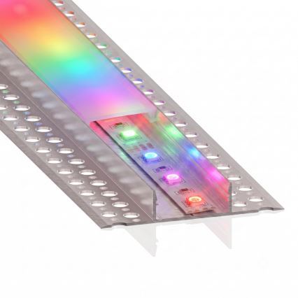 Komplekt: 1× LED RGBW hämardatav riba NEO LITE MUSIC LED/24W/230V, 5 m, IP65, Wi‑Fi Tuya + 5× 1 m süvistatavat profiili, hõbe/valge + kaugjuhtimispult