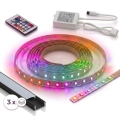 KOMPLEKT 1x RGBW LED-hämardatav riba DIGITAL LED/9,6W/230V 3 m + 3x 1 m süvistatav profiil must/valge + kaugjuhtimispult