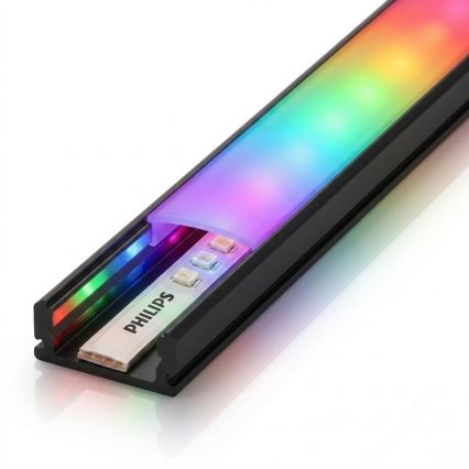Komplekt 1x hämardatav LED RGBW riba Philips Hue WHITE AND COLOR AMBIANCE LED/20W/230V 2 m + 2x sisseehitatav profiil 1 m must/valge