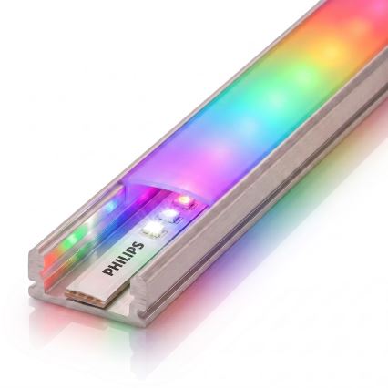 Komplekt 1x hämardatav RGBW LED-riba Philips Hue WHITE AND COLOR AMBIANCE LED/20W/230V 2 m + 2x süvistatav profiil 1 m hõbe/valge