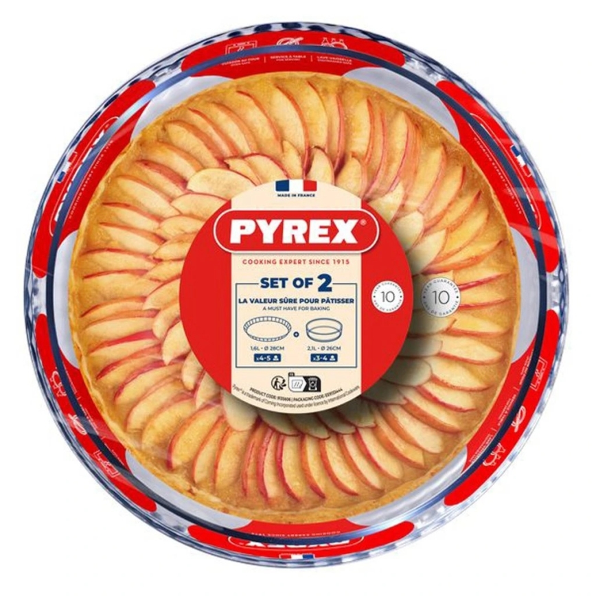 Komplekt: 2 PYREX koogivormi, läbimõõt 26/28 cm