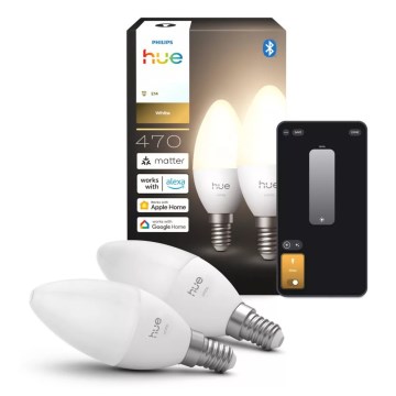 Komplekt 2 tk hämardatavaid LED-pirne Philips Hue WHITE B39 E14/3,9W/230V 2700K