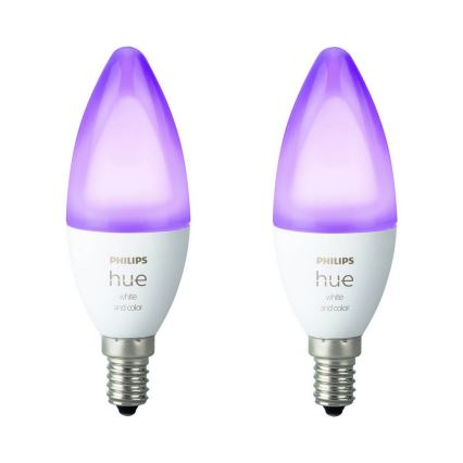 Komplekt 2 x LED Hämardatav pirn Philips Hue WHITE AND COLOR AMBIANCE E14/5,3W/230V