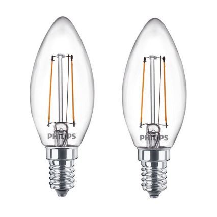 KOMPLEKT 2 x LED Pirn Philips B35 E14/2W/230V 2700K