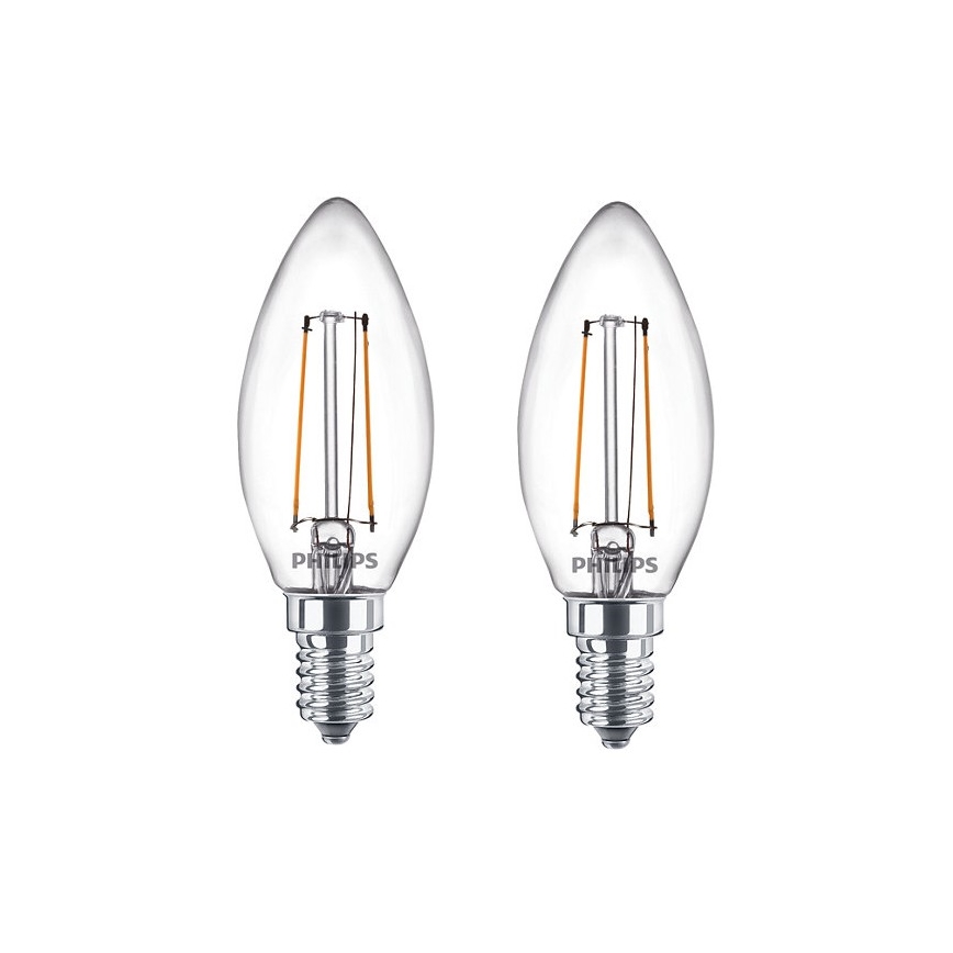 KOMPLEKT 2 x LED Pirn Philips B35 E14/2W/230V 2700K