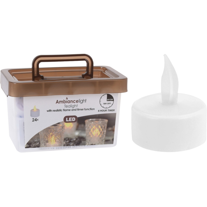 Komplekt 24× LED jõulukaunistusi LED/1×CR2032 3,8 cm soojalt valge küünal