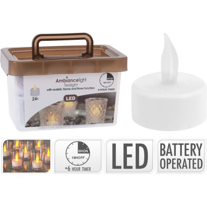 Komplekt 24× LED jõulukaunistusi LED/1×CR2032 3,8 cm soojalt valge küünal