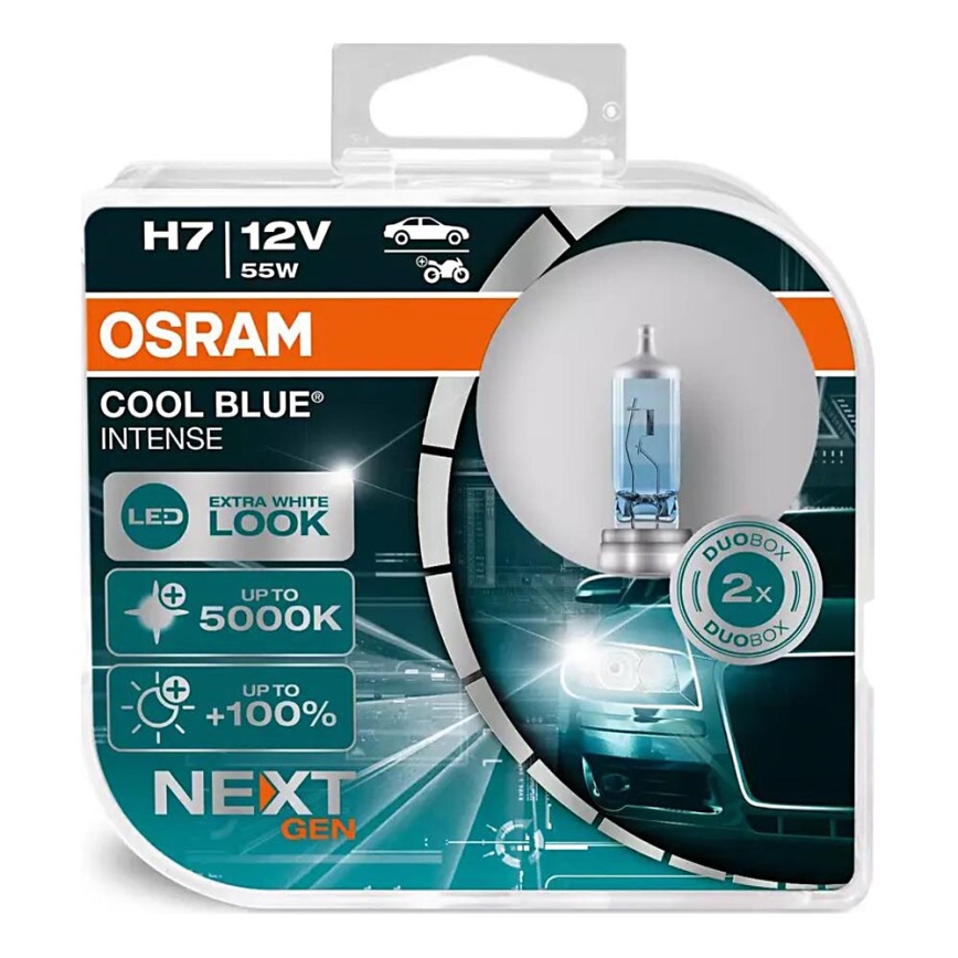 KOMPLEKT 2x Auto pirn COOL SININE H7 PX26d/55W/12V 5000K - Osram