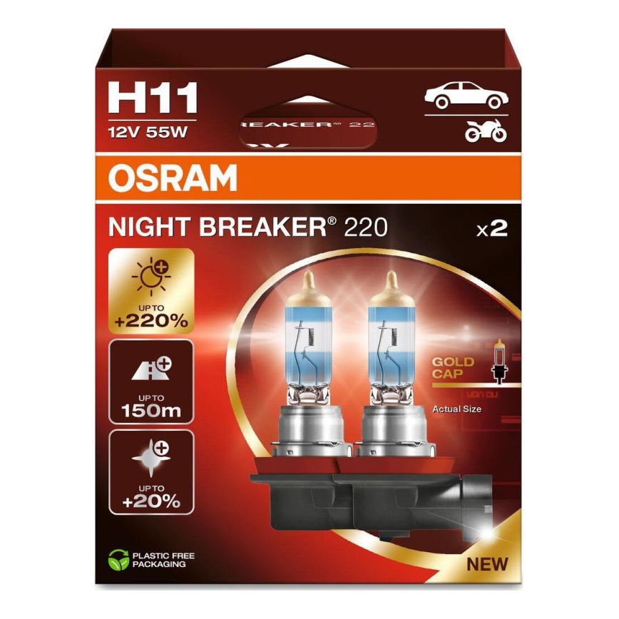 KOMPLEKT 2x Auto pirn NIGHT BREAKER H11 PGJ19-2/55W/12V - Osram