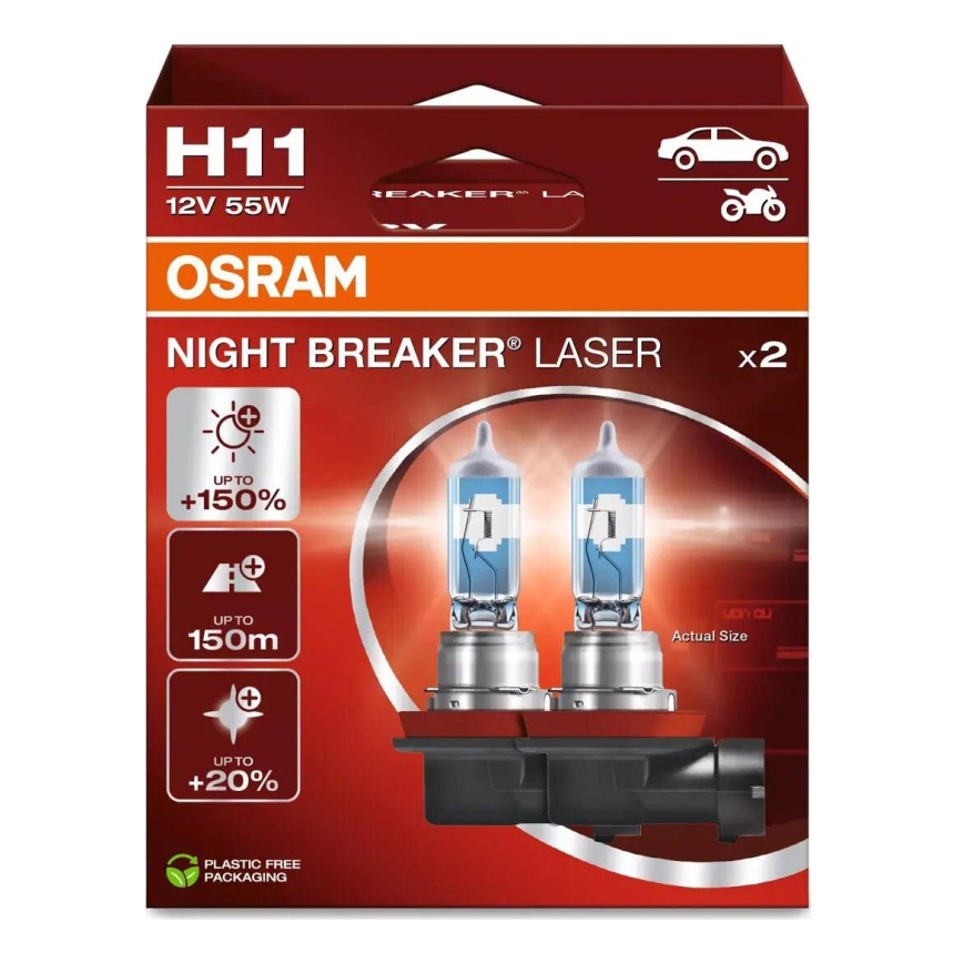 KOMPLEKT 2x Auto pirn NIGHT BREAKER H11 PGJ19-2/55W/12V - Osram