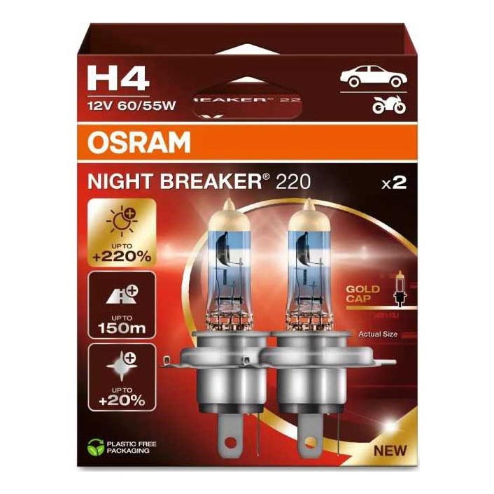 KOMPLEKT 2x Auto pirn NIGHT BREAKER H4 P43t/60/55W/12V - Osram