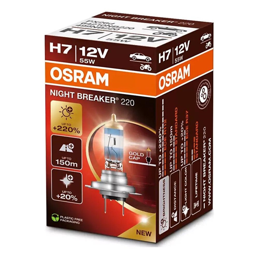 KOMPLEKT 2x Auto pirn NIGHT BREAKER H7 PX26d/55W/12V - Osram