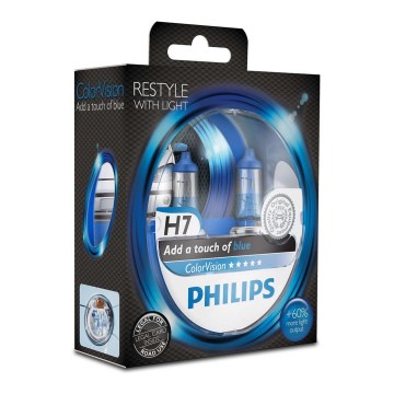 KOMPLEKT 2x Autopirn Philips COLOR VISION 12972CVPBS2 H7 PX26d /55W/12V 3350K