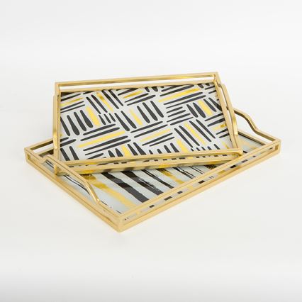 KOMPLEKT 2x Dekoratiivne kandik 40x30/35x25 cm kuldne