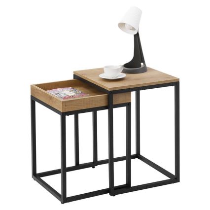 Komplekt 2x ELDUR kõrvallauda, pruun/must