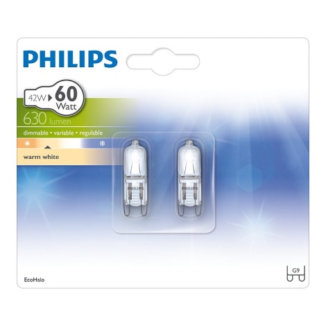 KOMPLEKT 2x Halogeenpirn Philips G9/42W/230V 2800K