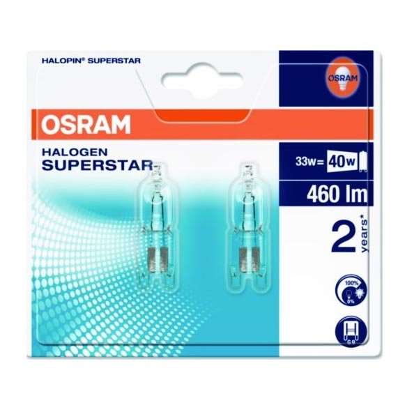 KOMPLEKT 2x Halogeenpirn SUPERSTAR G9/33W/230V 2,700K - Osram