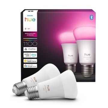 KOMPLEKT 2x hämardatav LED-pirn Philips Hue WHITE AND COLOR AMBIANCE E27/8,1W/230V 1000-20000K